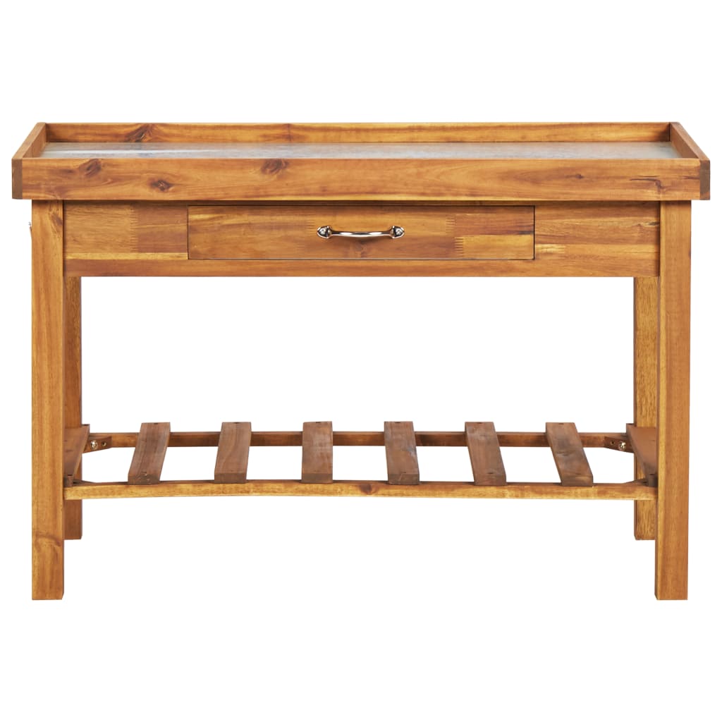 vidaXL Garden Work Bench with Zinc Top Solid Acacia Wood