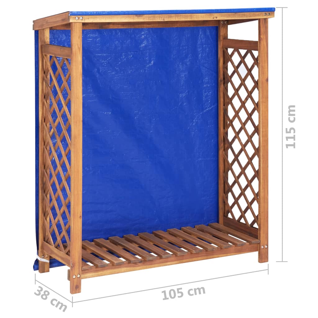 vidaXL Firewood Storage Shed 105x38x115 cm Solid Acacia Wood