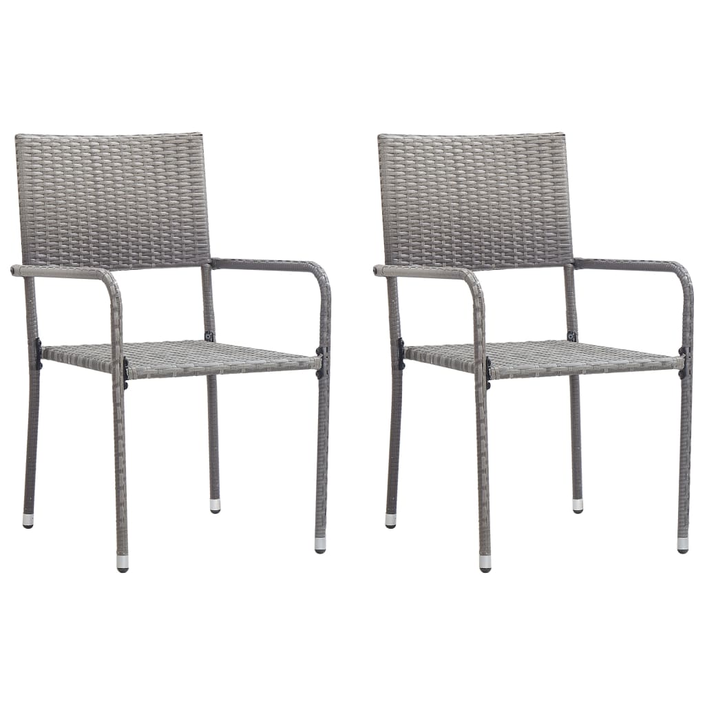 Outdoor Dining Chairs 2 pcs Poly Rattan