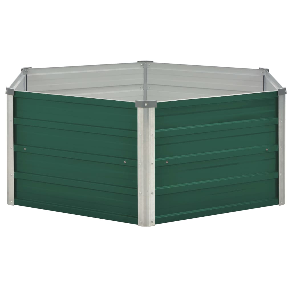 vidaXL Raised Garden Bed 129x129x46 cm Galvanised Steel Green