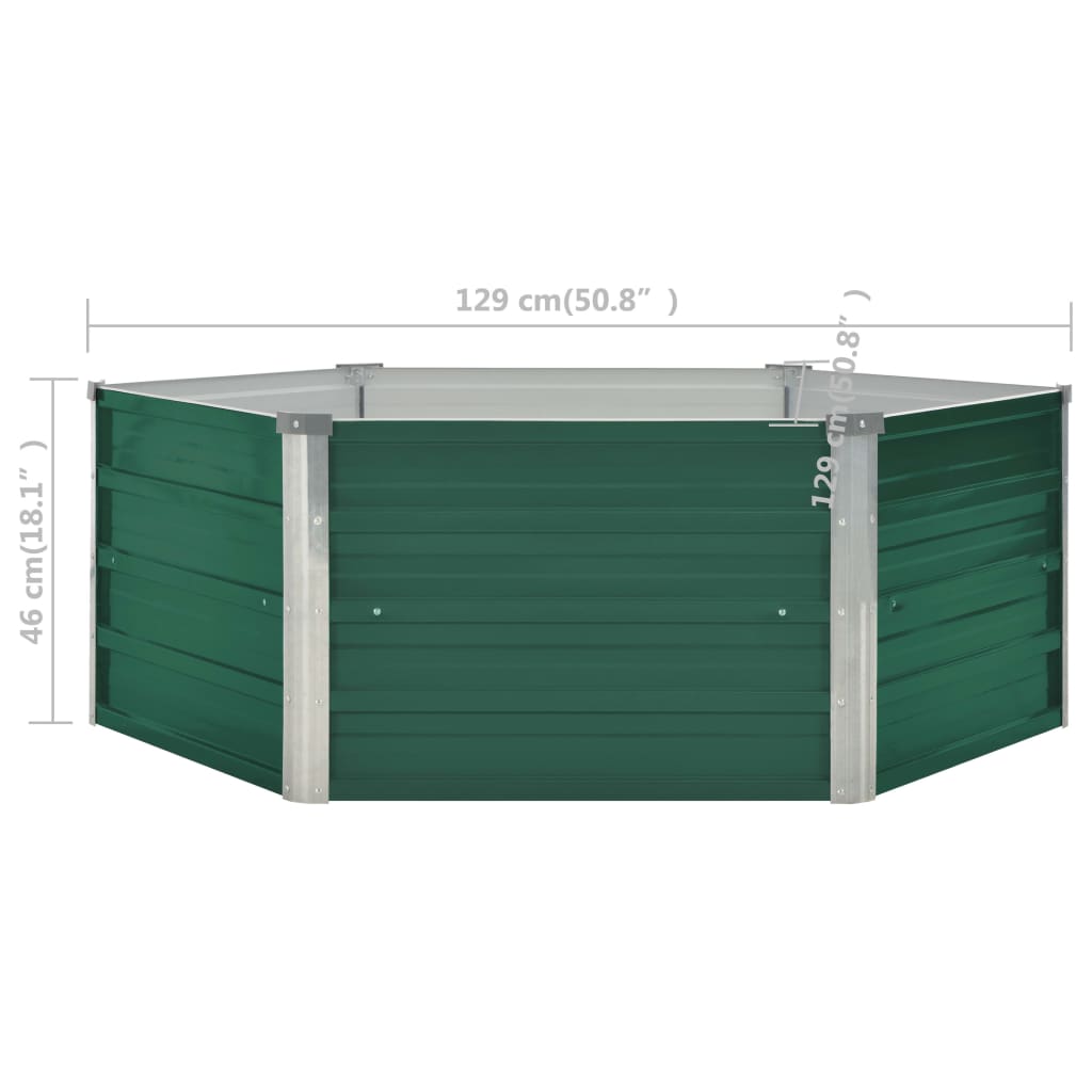 vidaXL Raised Garden Bed 129x129x46 cm Galvanised Steel Green