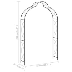 vidaXL Garden Arch Black 150x34x240 cm Iron