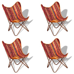 vidaXL Butterfly Chairs 4 pcs Multicolour Chindi Fabric