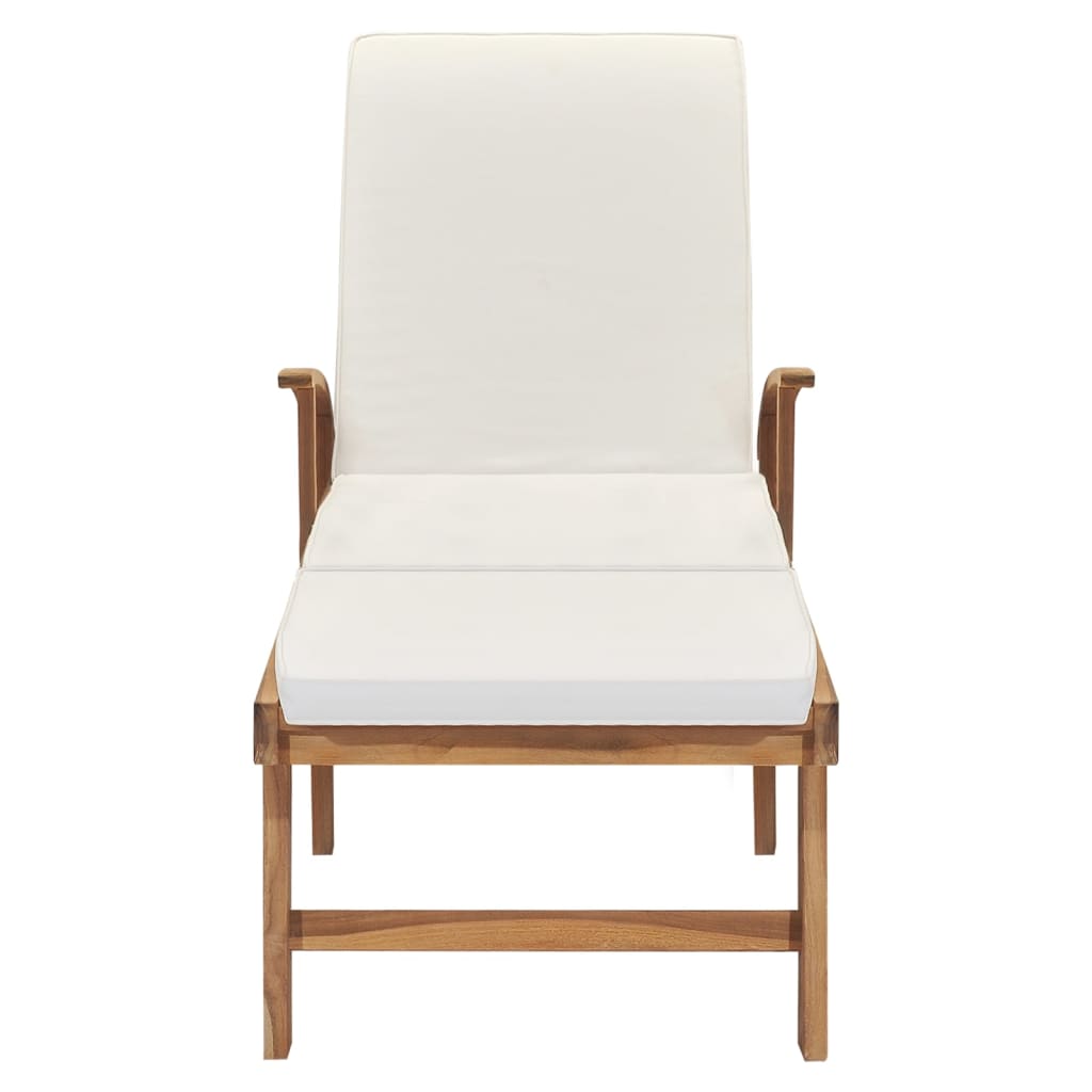 vidaXL Sun Lounger with Cushion Solid Teak Wood Blue
