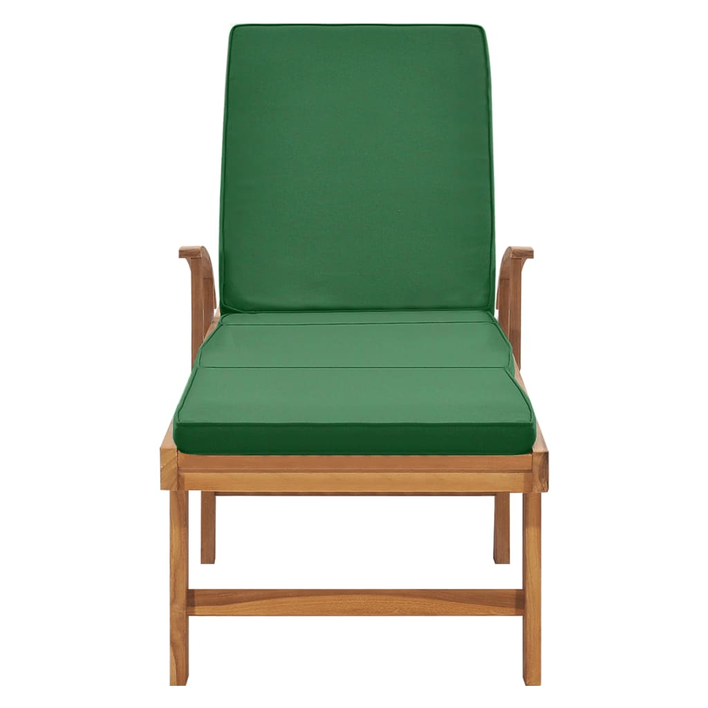vidaXL Sun Lounger with Cushion Solid Teak Wood Blue