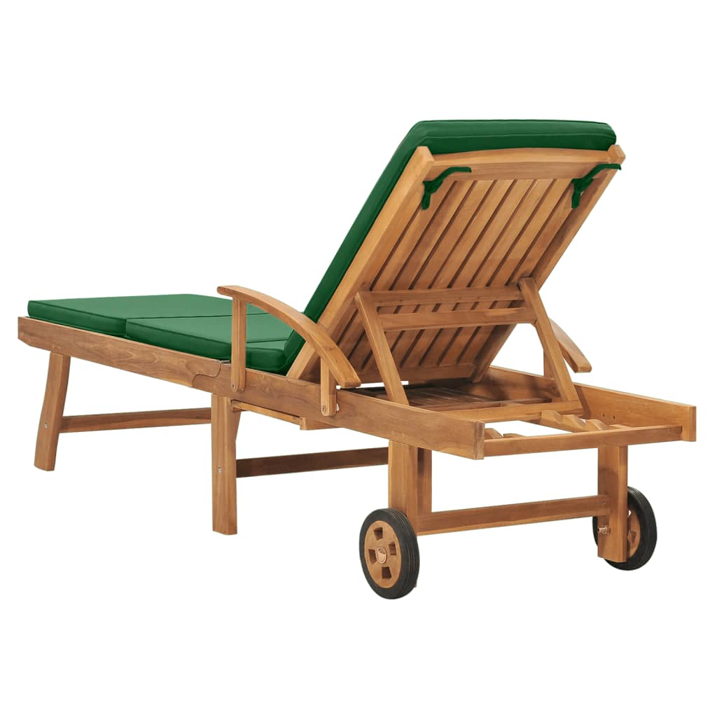 vidaXL Sun Lounger with Cushion Solid Teak Wood Blue