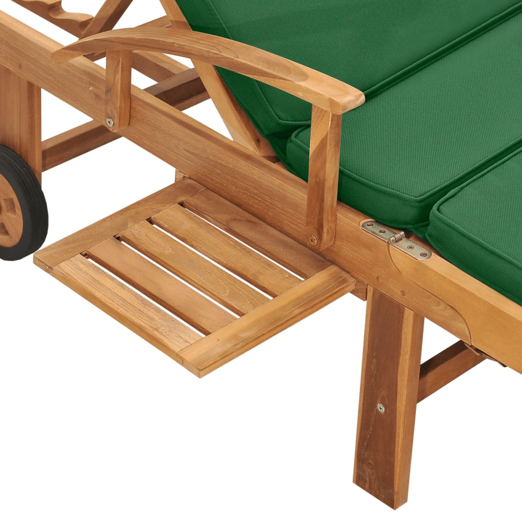 vidaXL Sun Lounger with Cushion Solid Teak Wood Blue