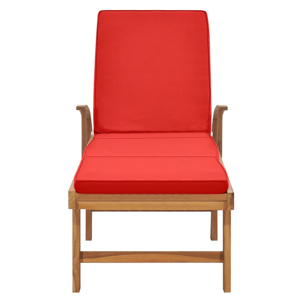 vidaXL Sun Lounger with Cushion Solid Teak Wood Blue