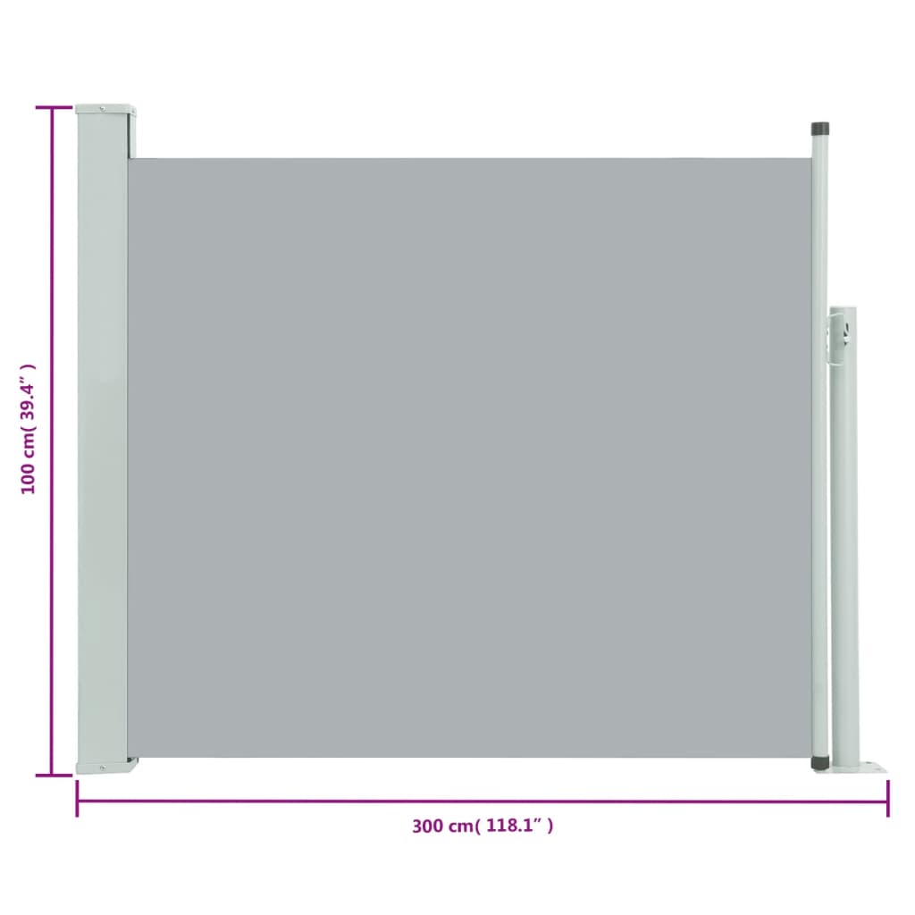 vidaXL Patio Retractable Side Awning 100 x 300 cm Cream