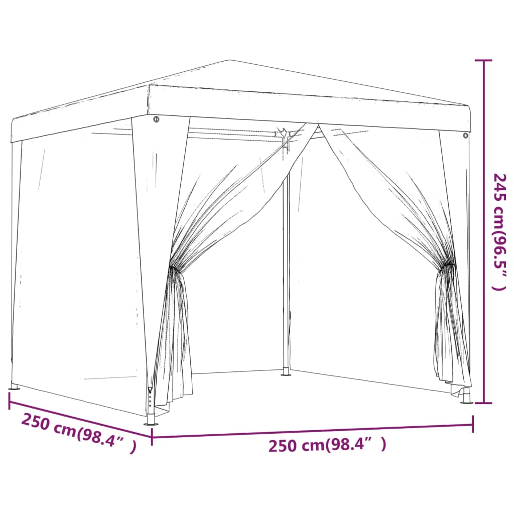 vidaXL Party Tent with 4 Mesh Sidewalls 4x9 m White