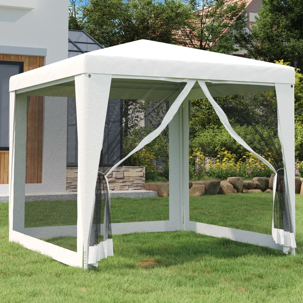 vidaXL Party Tent with 4 Mesh Sidewalls 4x9 m White