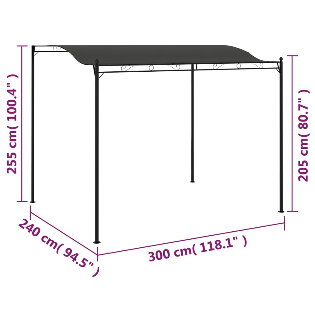 vidaXL Sunshade Awning 3x2.4 m Anthracite