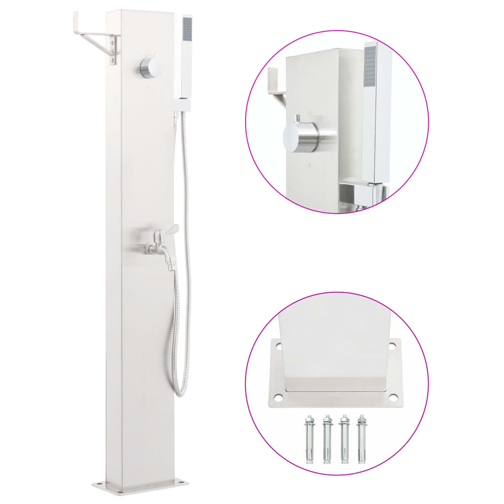 vidaXL Garden Shower Faucet 110 cm Stainless Steel