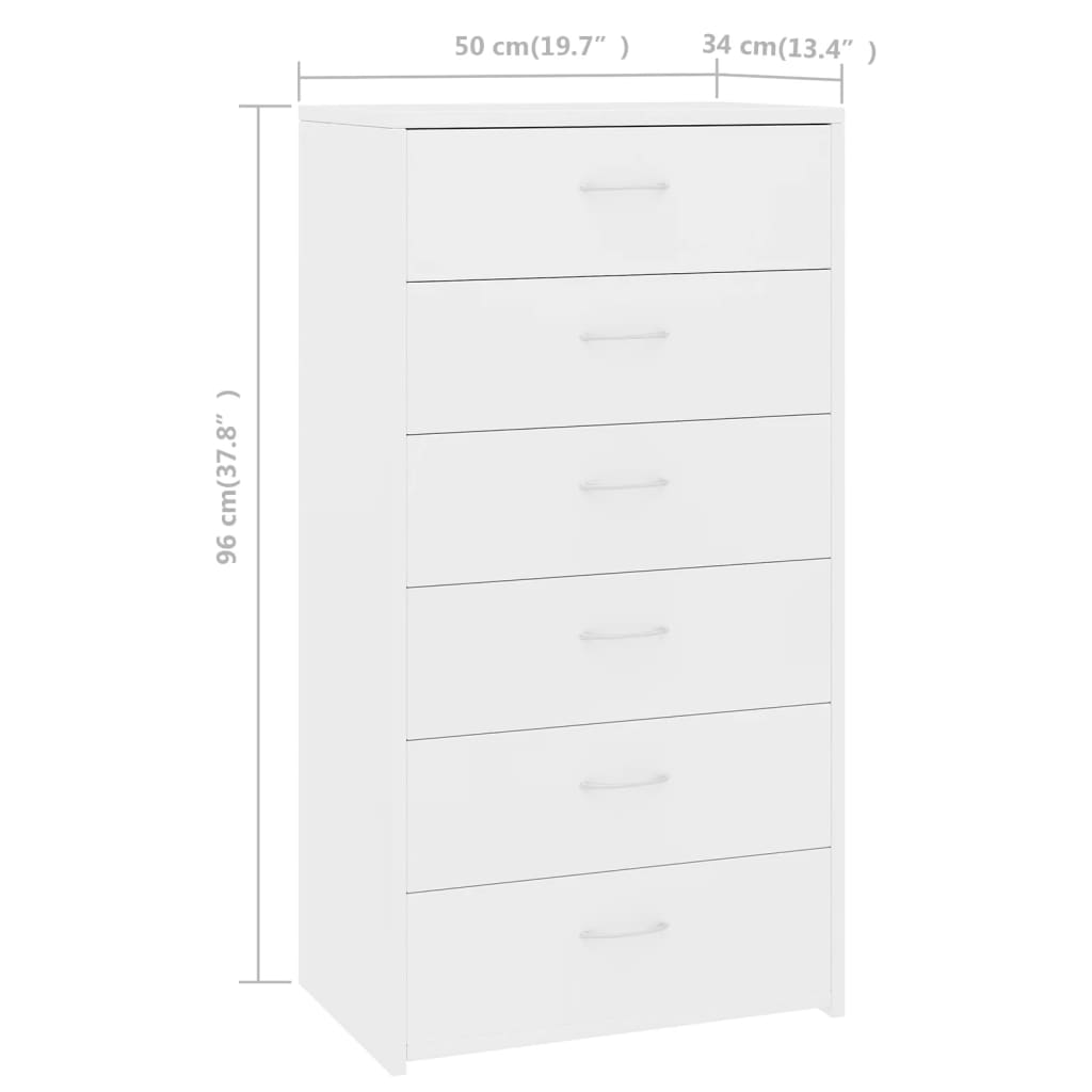 vidaXL Sideboard with 6 Drawers Black 50x34x96 cm Engineered Wood