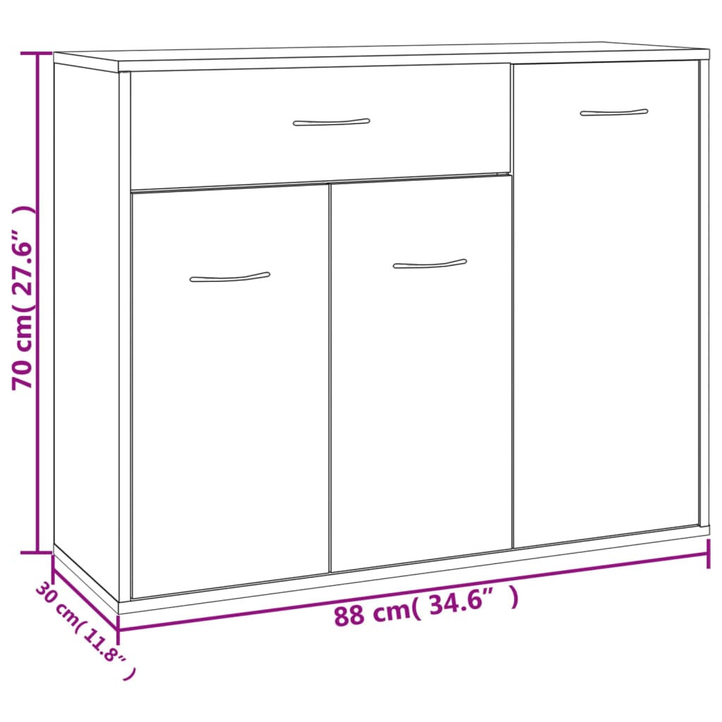 vidaXL Sideboard Black 88x30x70 cm Engineered Wood