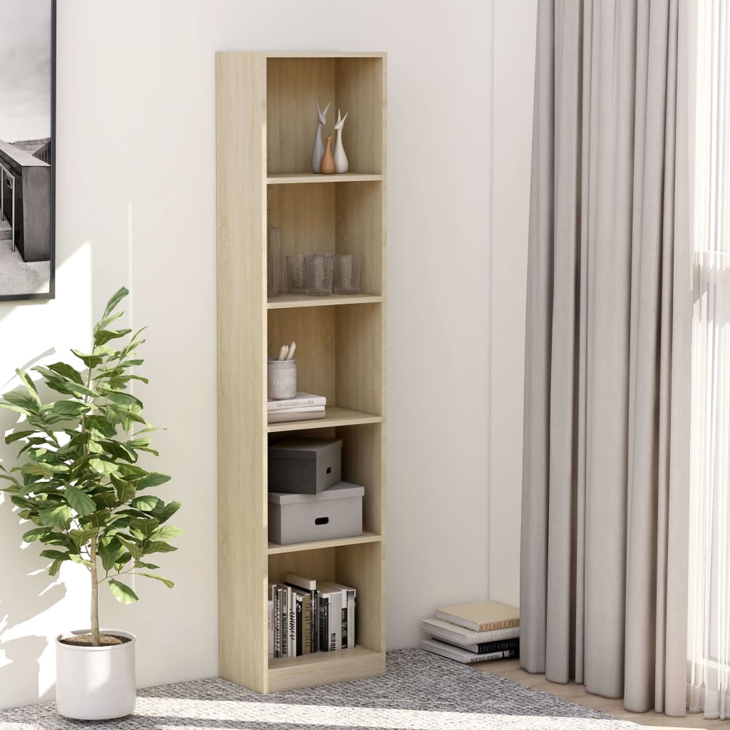 5-Tier Book Cabinet White 40x24x175 cm Engineered Wood