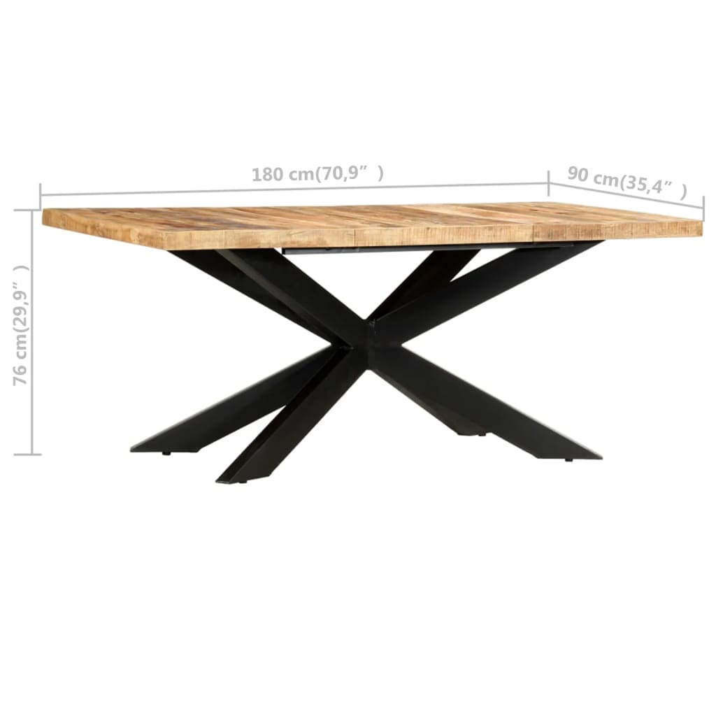 vidaXL Dining Table 180x90x76 cm Solid Rough Mango Wood