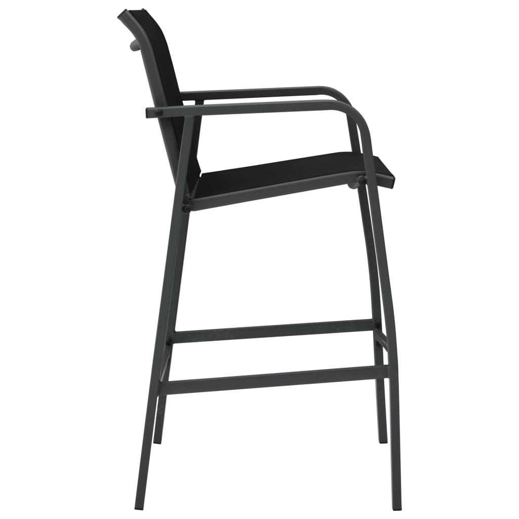 vidaXL Garden Bar Chairs 4 pcs Black Textilene
