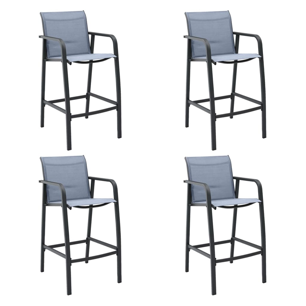 vidaXL Garden Bar Chairs 4 pcs Black Textilene
