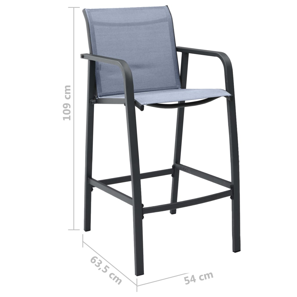 vidaXL Garden Bar Chairs 4 pcs Black Textilene