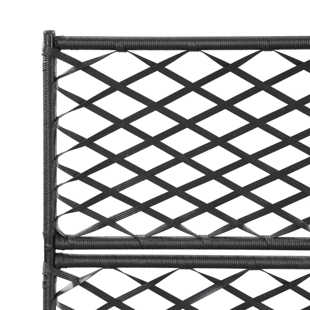 vidaXL Trellis Raised Bed with 3 Pots 83x30x130 cm Poly Rattan Black