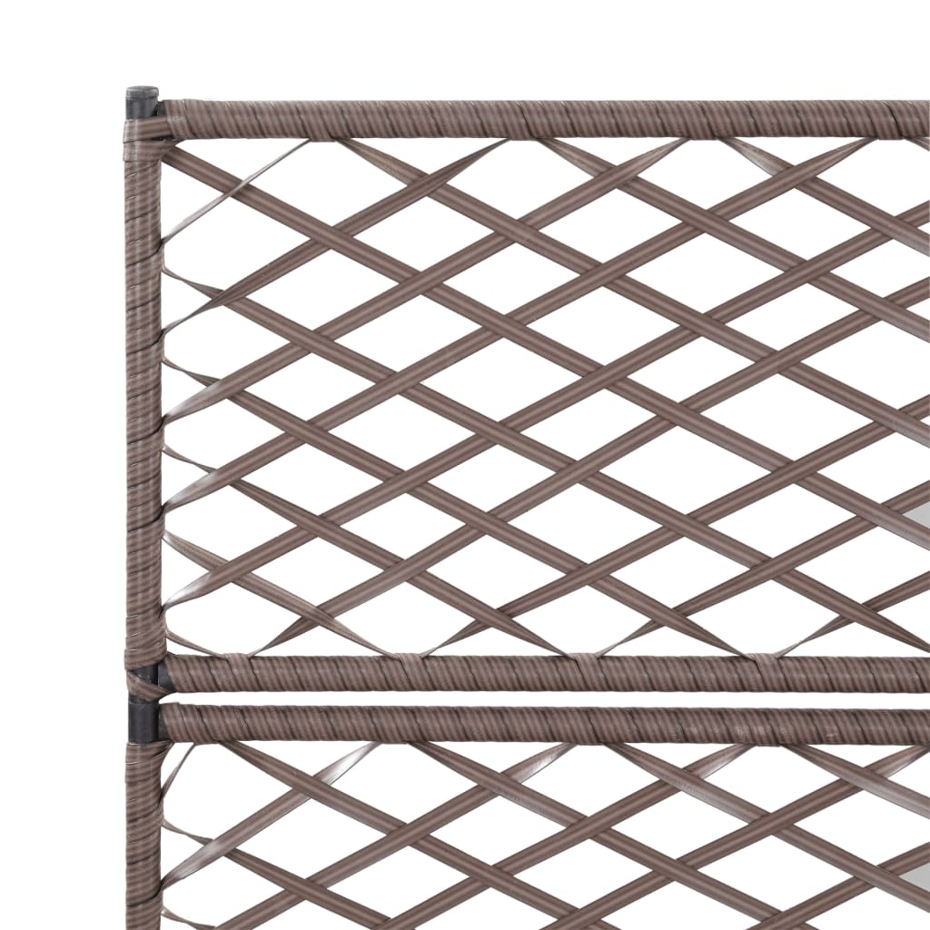 vidaXL Trellis Raised Bed with 3 Pots 83x30x130 cm Poly Rattan Brown