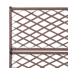 vidaXL Trellis Raised Bed with 3 Pots 83x30x130 cm Poly Rattan Brown