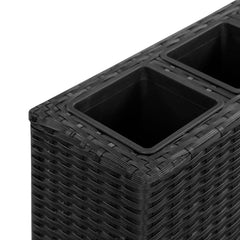 vidaXL Garden Raised Bed with 4 Pots 80x22x79 cm Poly Rattan Black