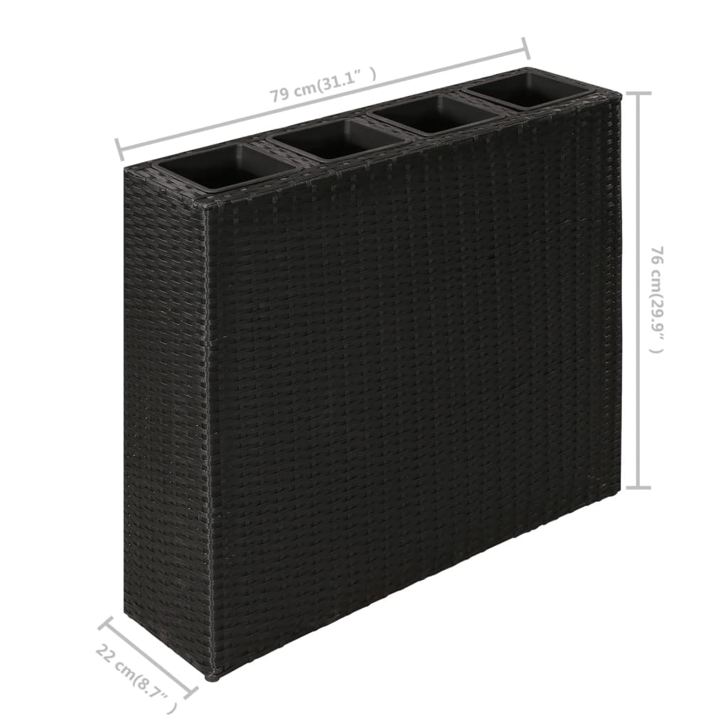vidaXL Garden Raised Bed with 4 Pots 2 pcs Poly Rattan Black(2x41084)