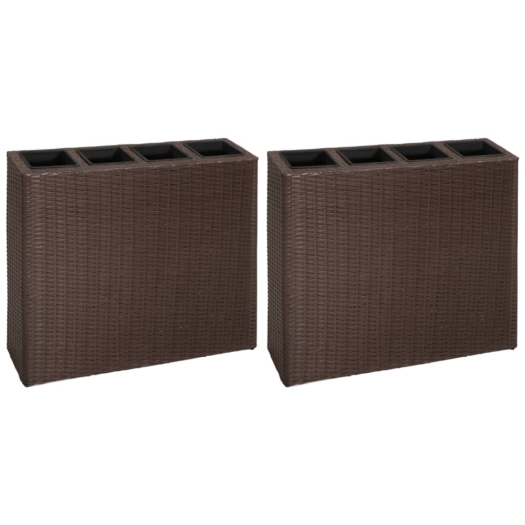 vidaXL Garden Raised Bed with 4 Pots 2 pcs Poly Rattan Black(2x41084)