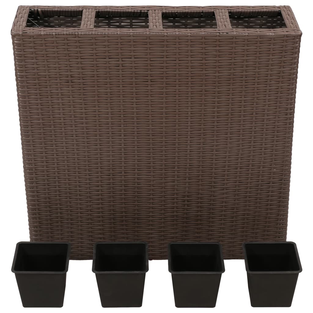 vidaXL Garden Raised Bed with 4 Pots 2 pcs Poly Rattan Black(2x41084)