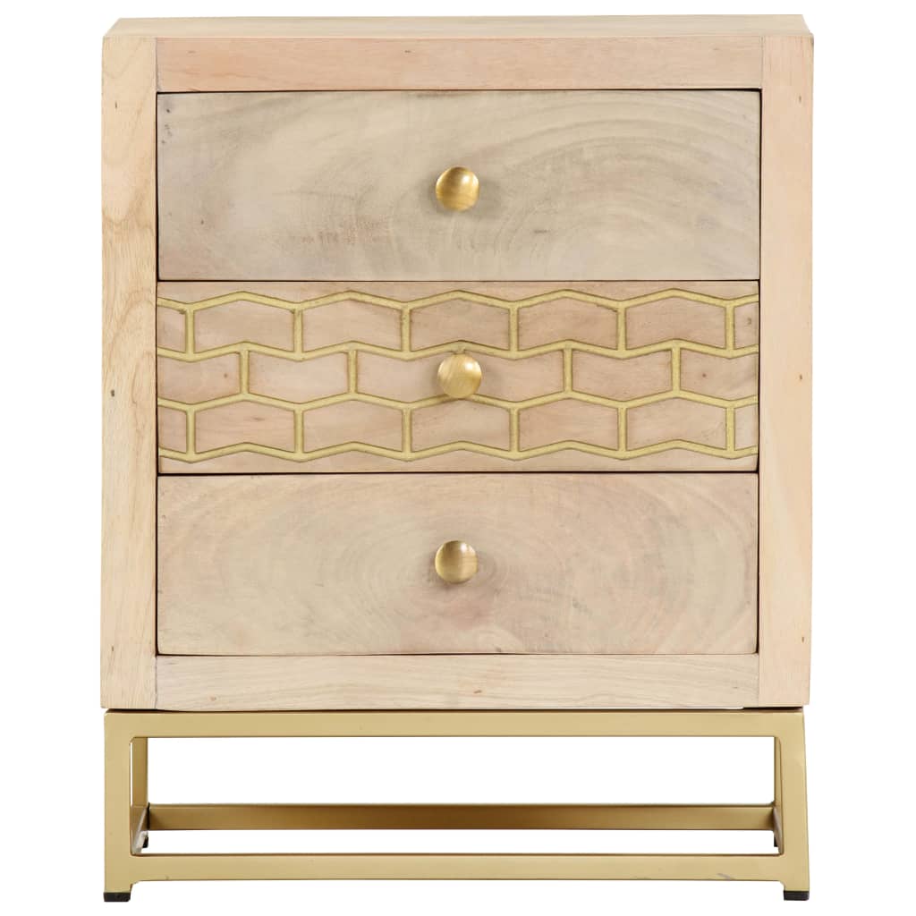 vidaXL Bedside Cabinet Gold 40x30x50 cm Solid Mango Wood