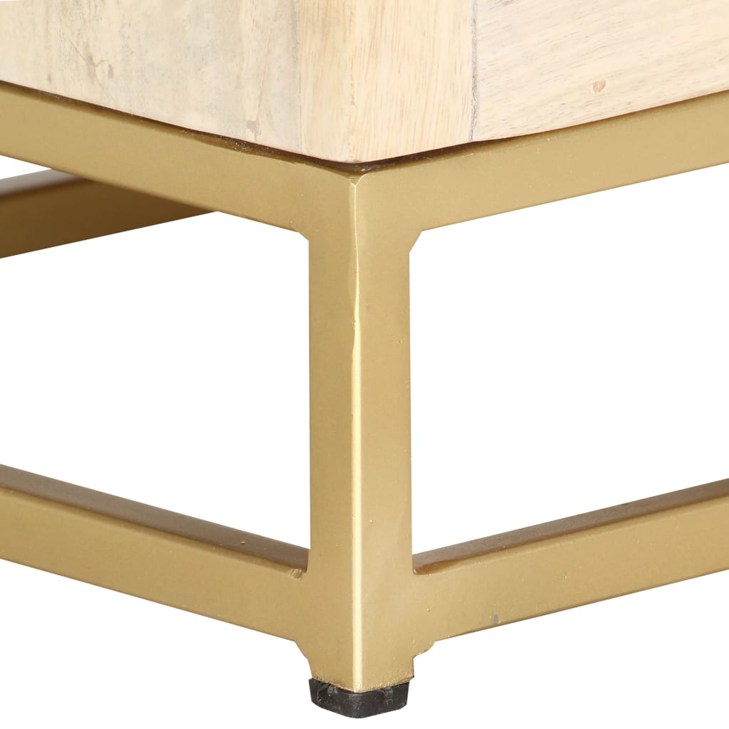 vidaXL Bedside Cabinet Gold 40x30x50 cm Solid Mango Wood