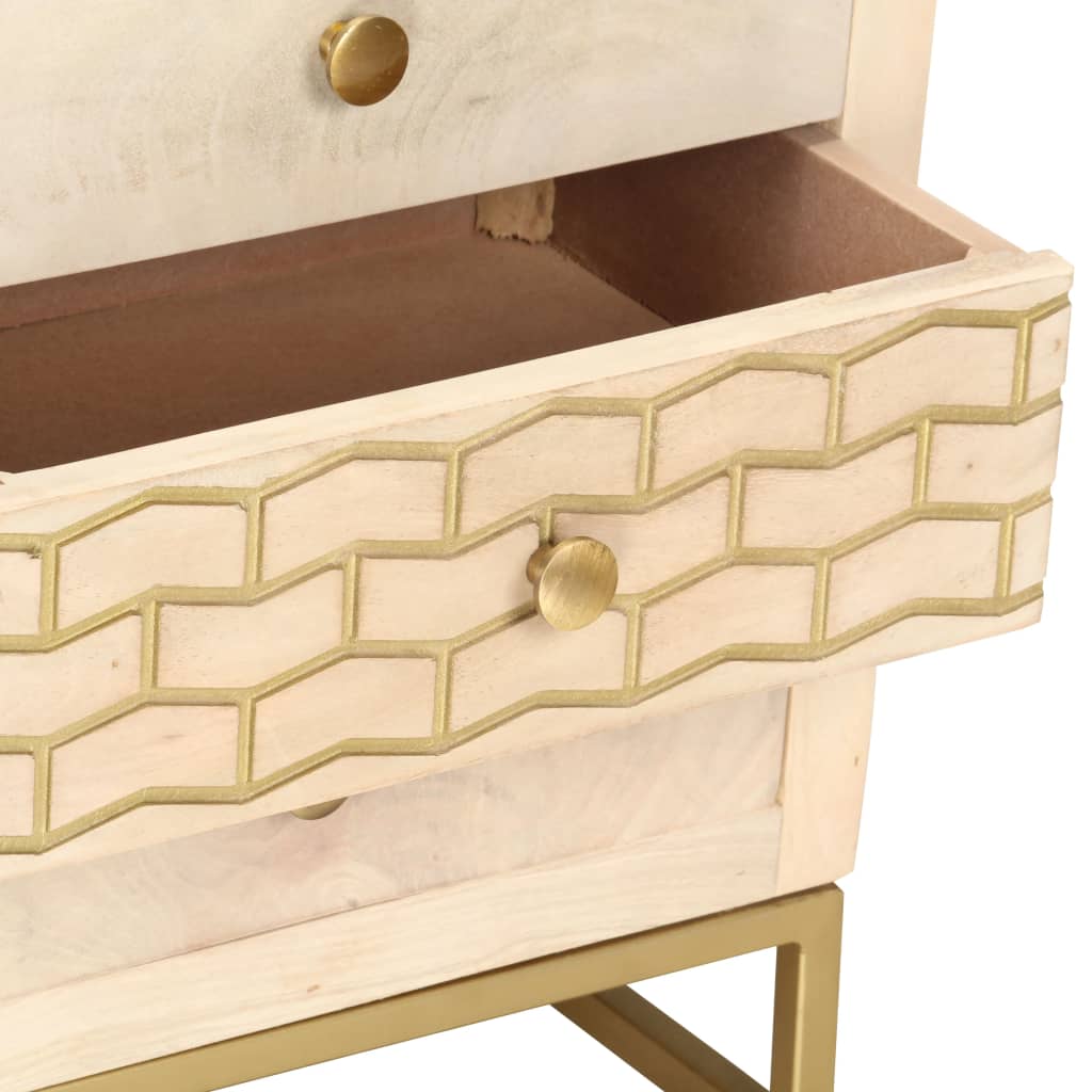 vidaXL Bedside Cabinet Gold 40x30x50 cm Solid Mango Wood