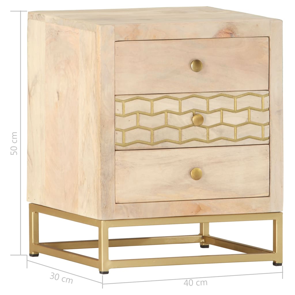 vidaXL Bedside Cabinet Gold 40x30x50 cm Solid Mango Wood