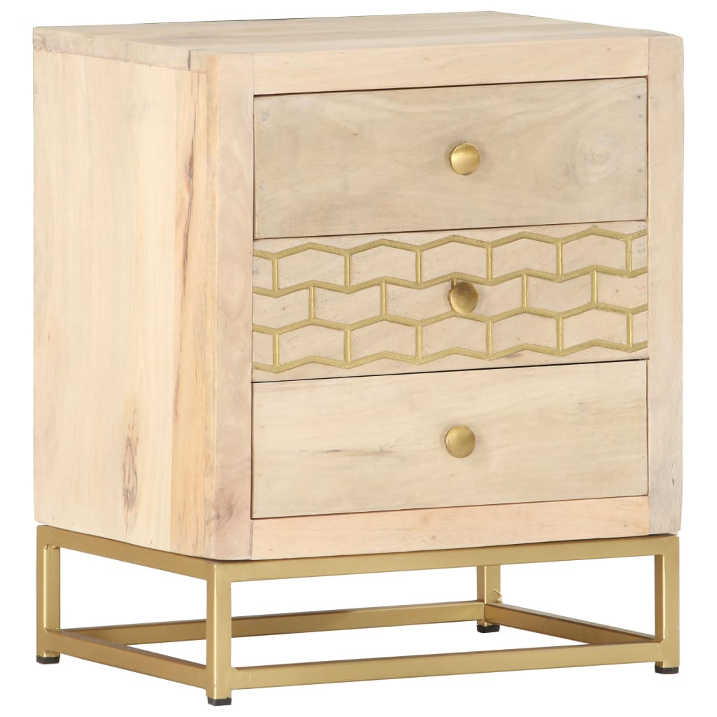 vidaXL Bedside Cabinet Gold 40x30x50 cm Solid Mango Wood