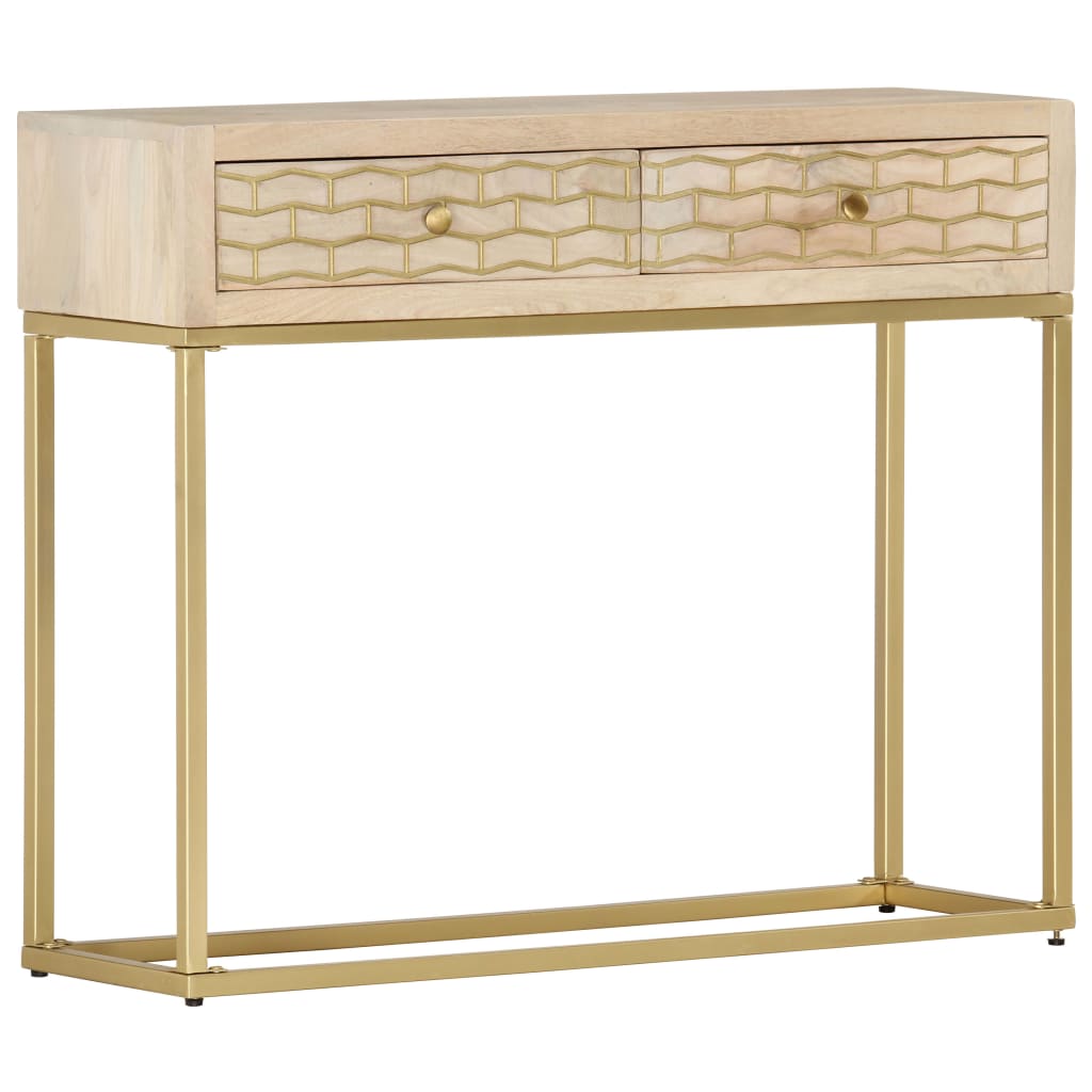 vidaXL Console Table Gold 90x30x75 cm Solid Mango Wood