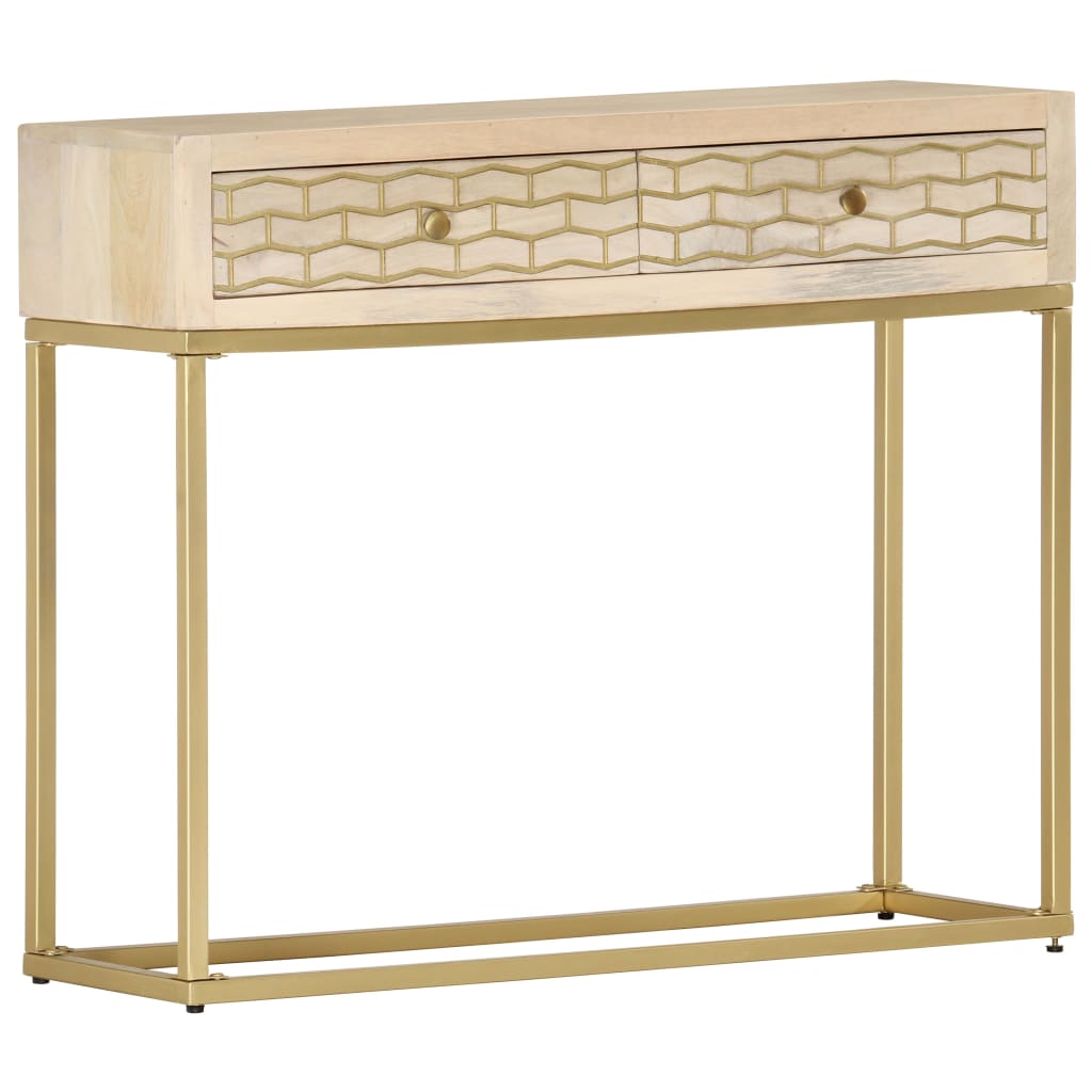 vidaXL Console Table Gold 90x30x75 cm Solid Mango Wood