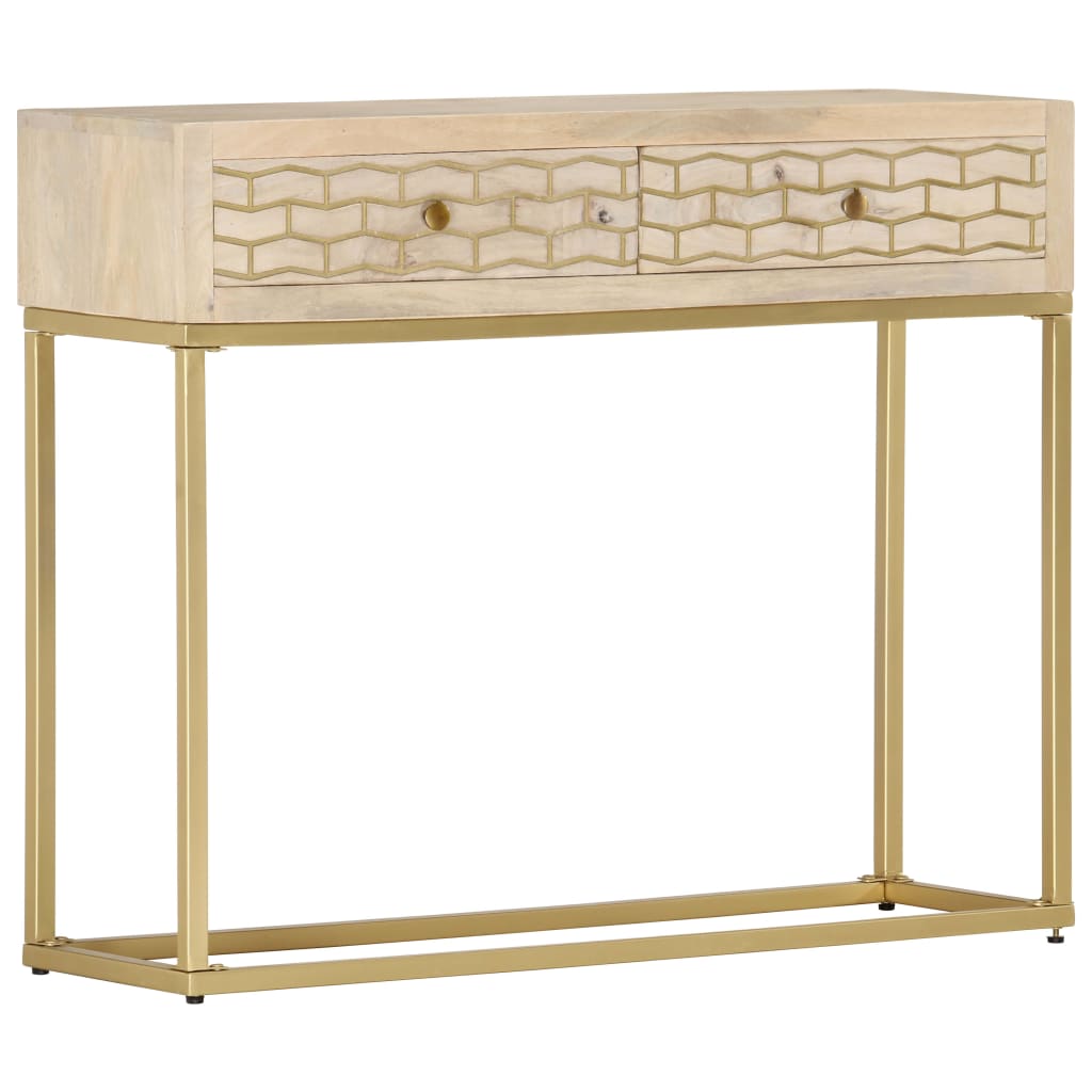 vidaXL Console Table Gold 90x30x75 cm Solid Mango Wood