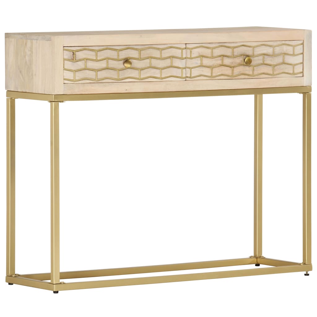 vidaXL Console Table Gold 90x30x75 cm Solid Mango Wood