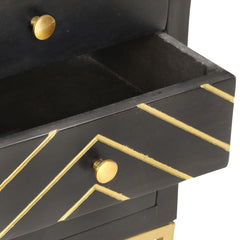 Bedside Cabinet  and Gold 40x30x50 cm Solid Mango Wood