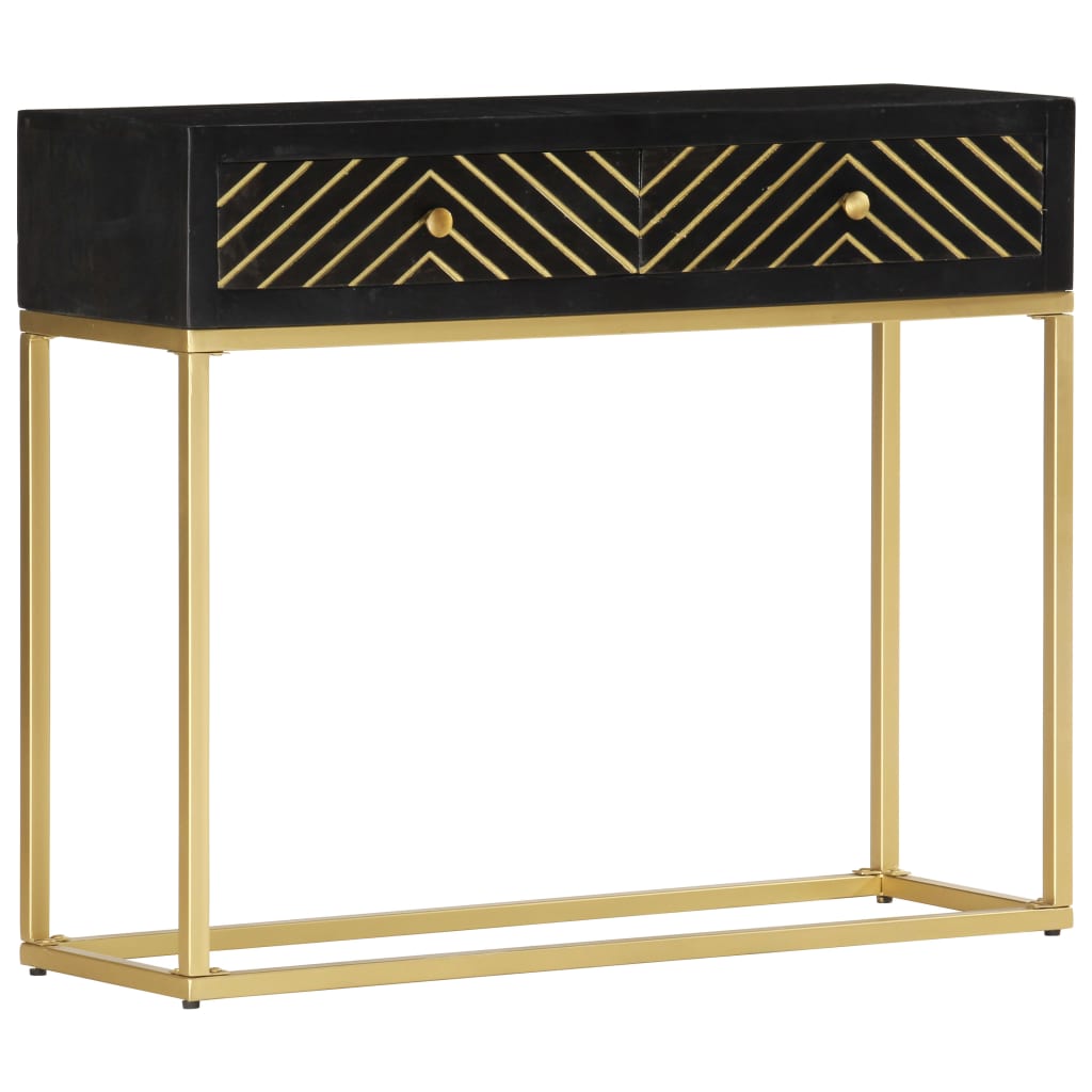 vidaXL Console Table Black and Gold 90x30x75 cm Solid Mango Wood