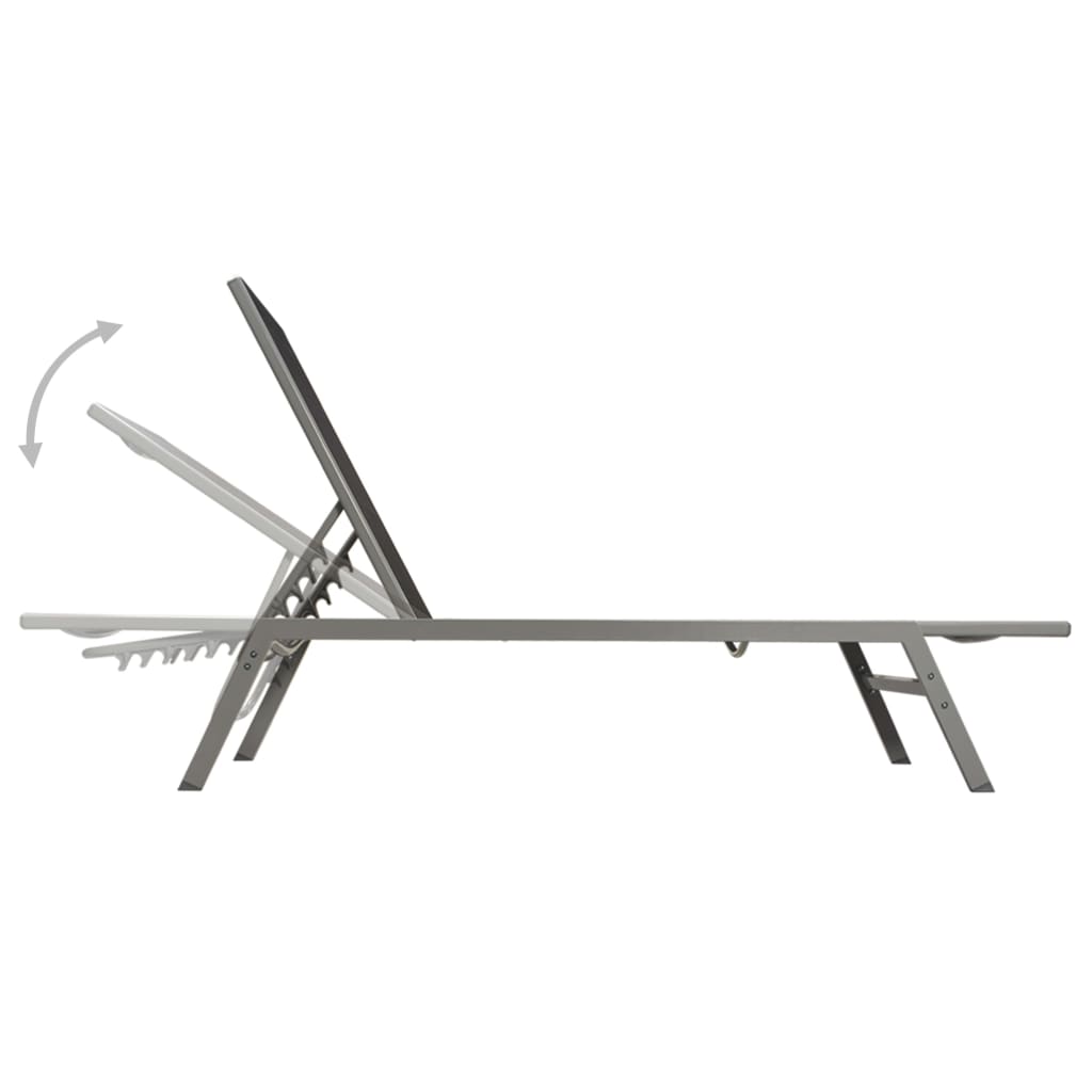 vidaXL Sun Lounger Steel and Textilene Black