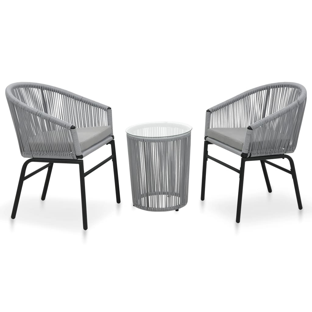 vidaXL 3 Piece Bistro Set with Cushions PE Rattan Anthracite