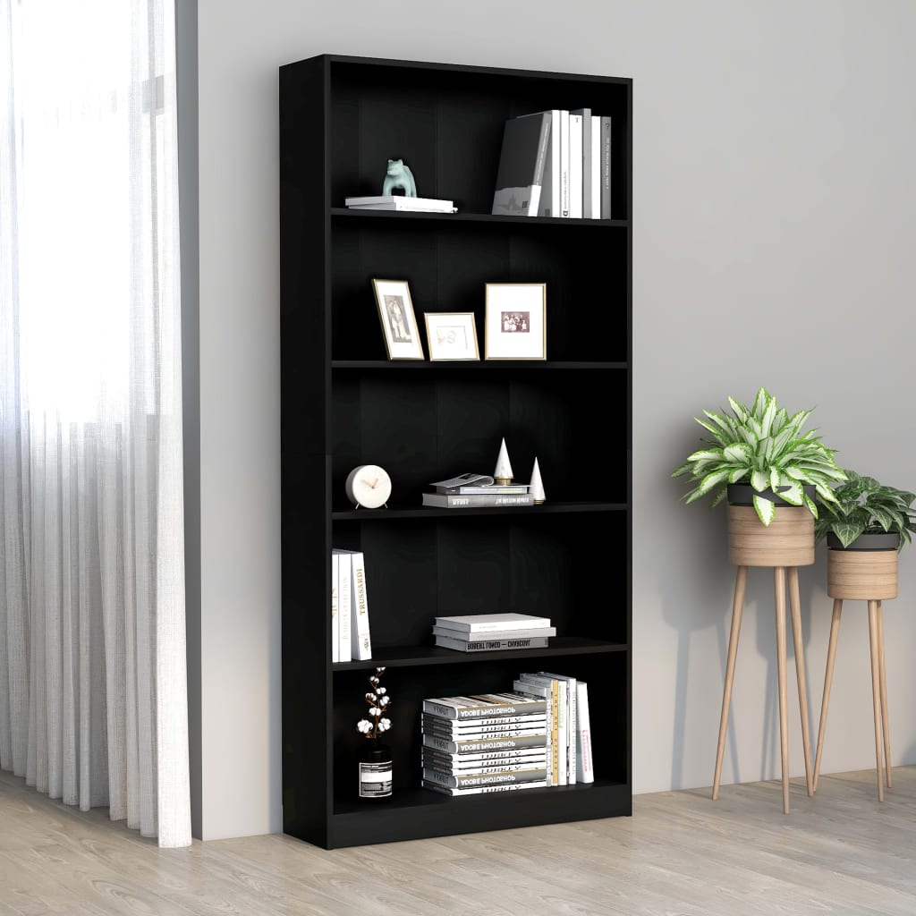 vidaXL 5-Tier Book Cabinet White 40x24x175 cm Engineered Wood