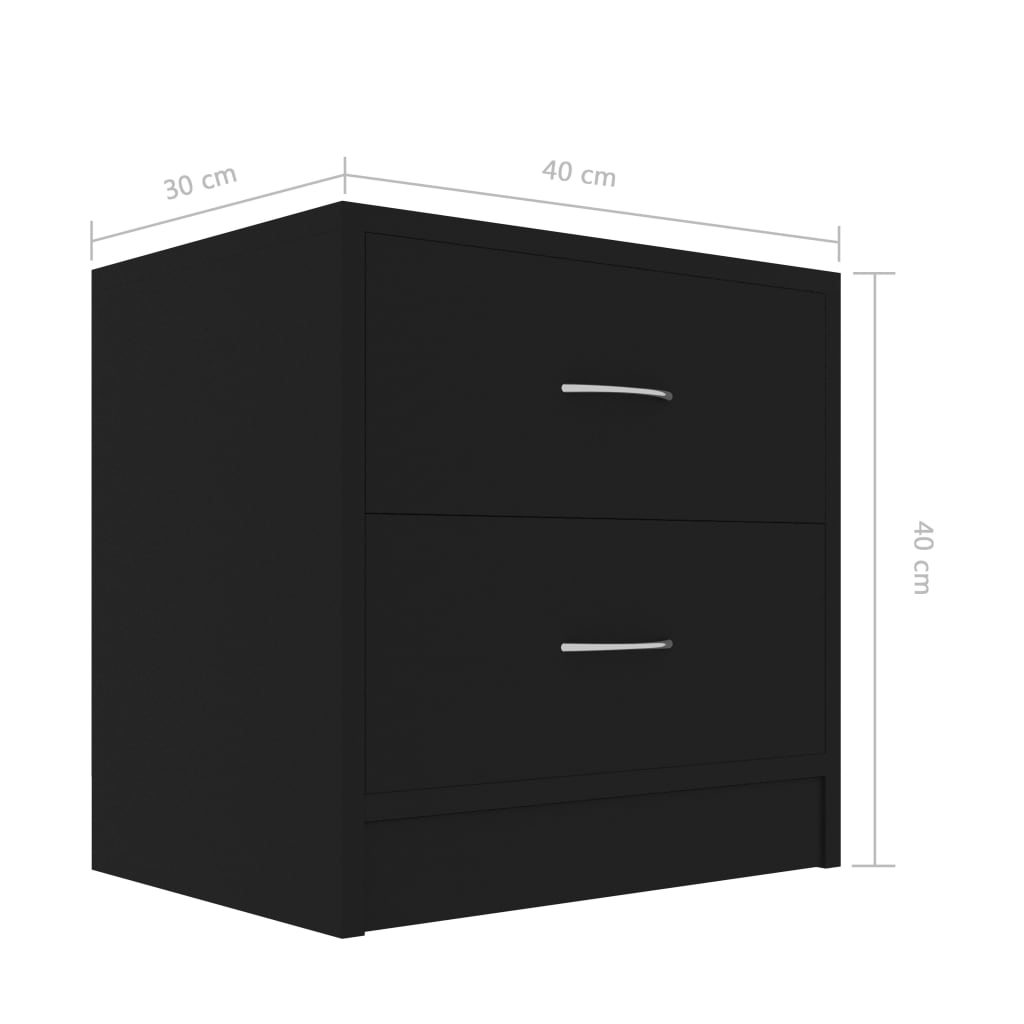 vidaXL Bedside Cabinet Black 40x30x40 cm Engineered Wood