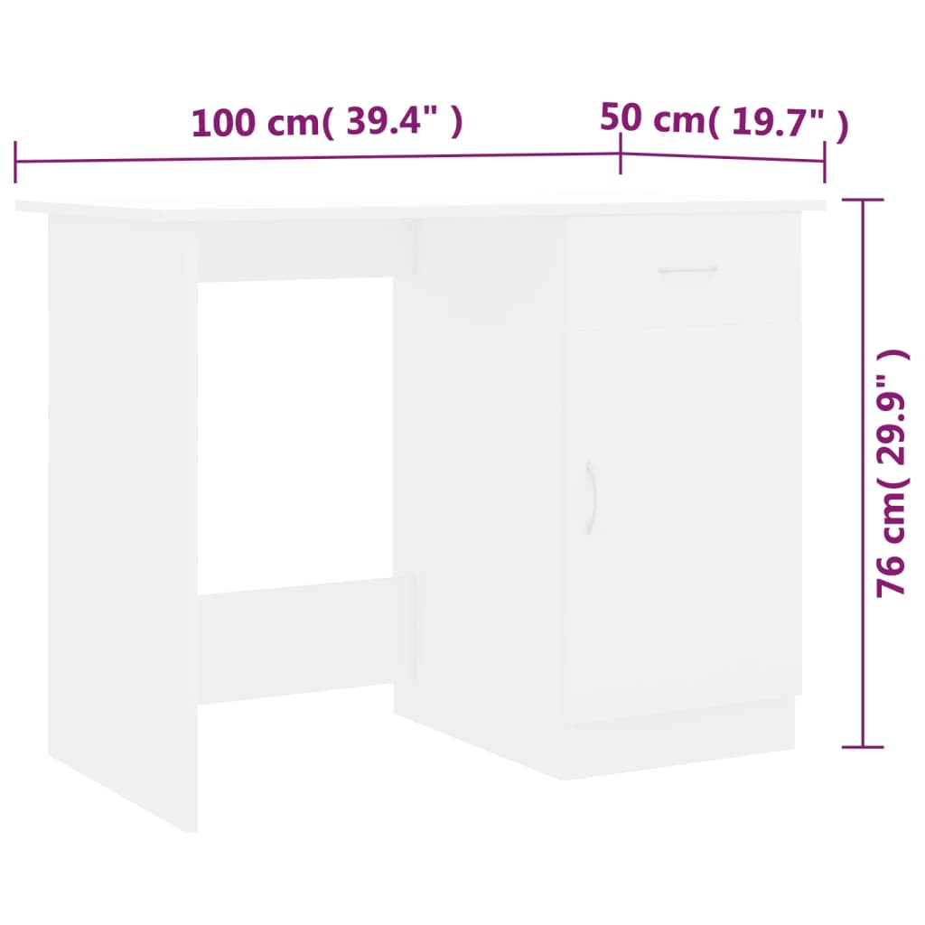 vidaXL Desk Black 100x50x76 cm Engineered Wood