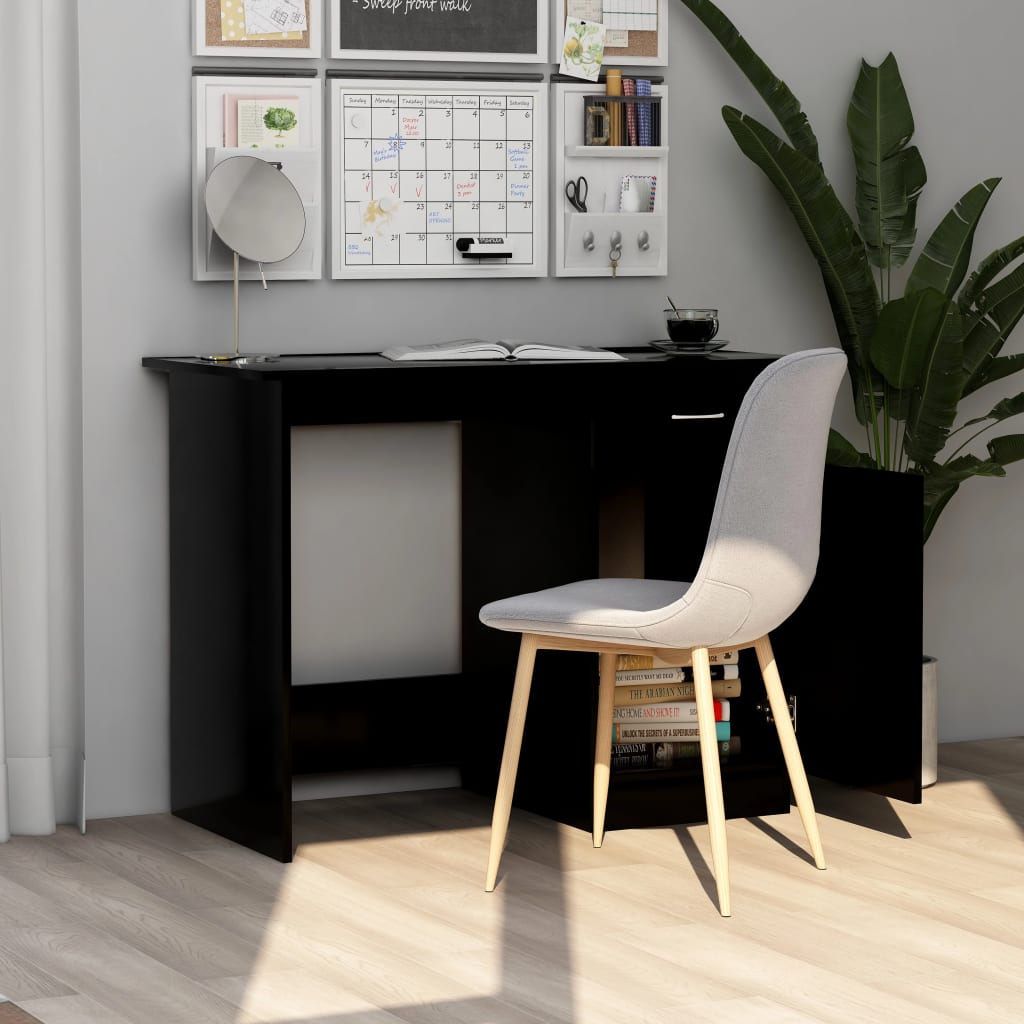 vidaXL Desk Black 100x50x76 cm Engineered Wood