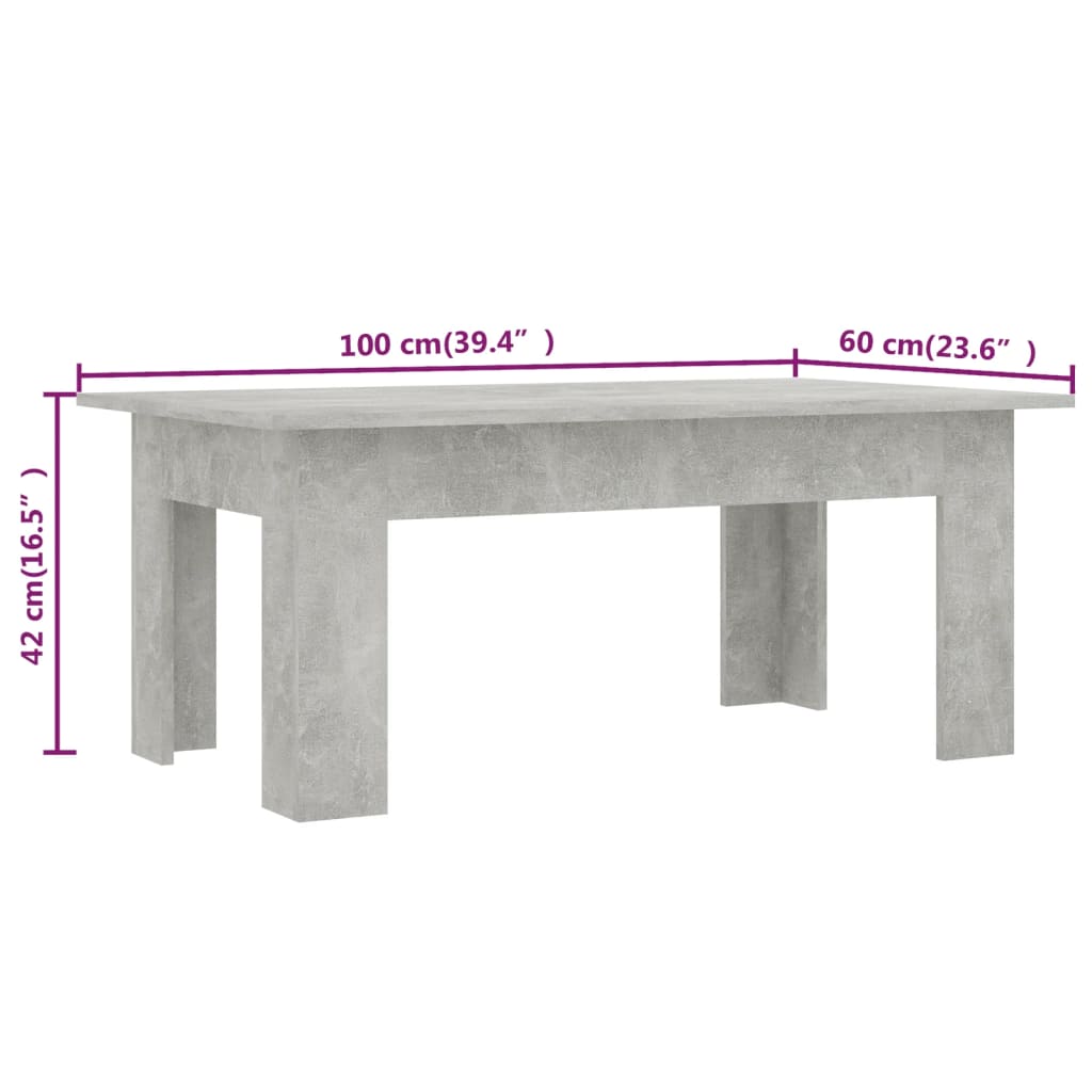 vidaXL Coffee Table Black 100x60x42 cm Engineered Wood