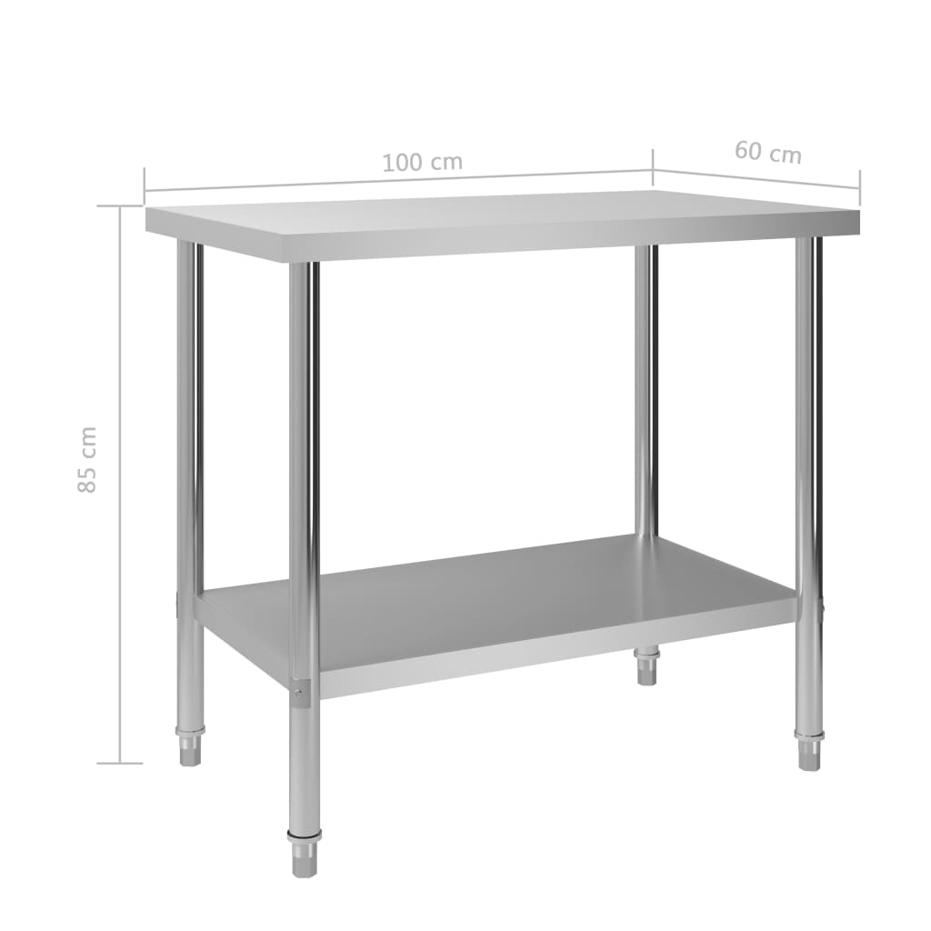 vidaXL Kitchen Work Table 80x60x85 cm Stainless Steel